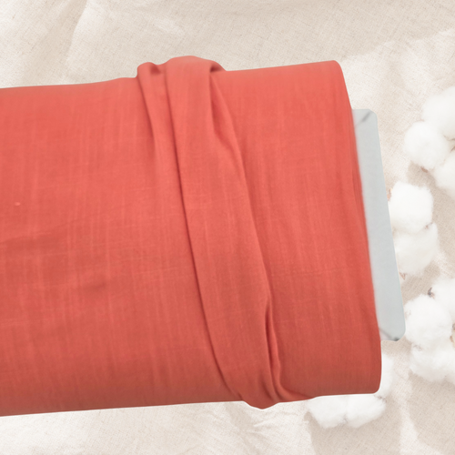 Coral Linen/Viscose Fabric (sold by half yards)