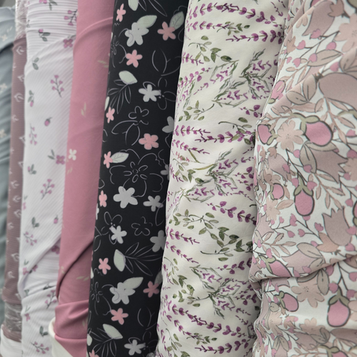 Beth's Exclusive Pastel Flowers Light Weight Pine Skin Fabric (sold by half yards)
