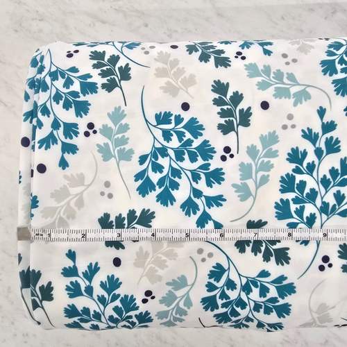 Beth's Exclusive Aqua Branches 4 Way Stretch Crinkle Poly Fabric (sold by half yards)