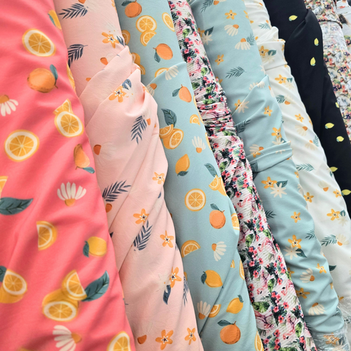 Beth's Exclusive Lemon 4 Way Stretch Crinkle Poly Fabric (sold by half yards)