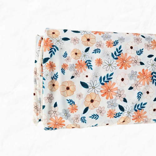 Beth's Exclusive Retro Fall Floral 4-way Stretch Crinkle Poly Fabric (sold by half yards)