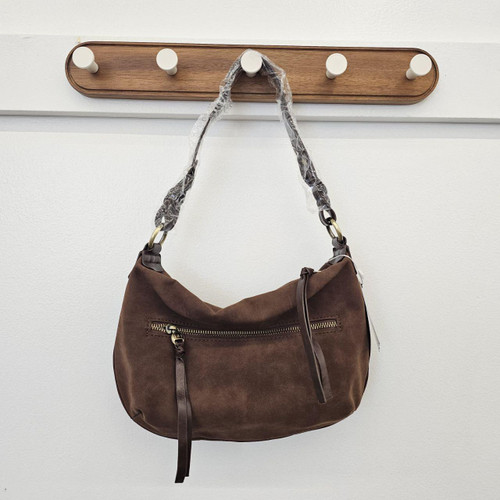 Pecan Effie Faux Suede Purse