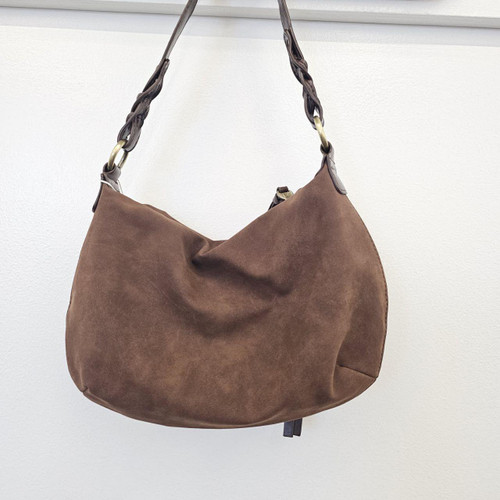 Pecan Effie Faux Suede Purse