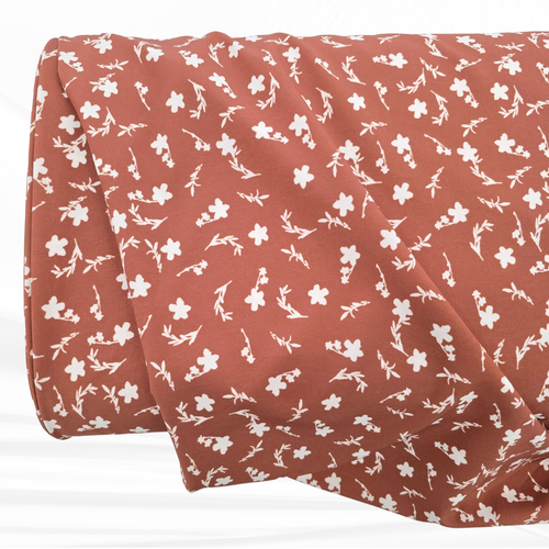 Beth's Exclusive Brick Ditsy Autumn Floral 4-way Stretch Crinkle Poly Fabric (sold by half yards)