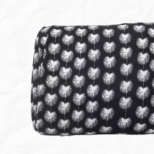 Beth's Exclusive Black Palm Leaf Rib Knit Fabric (sold by half yards)