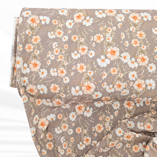 Beth's Exclusive Cheerful Daisies 4 Way Stretch Crinkle Poly Fabric (sold by half yards)