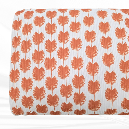 Beth's Exclusive Burnt Orange Boho Palm Leaf Rib Knit Fabric (sold by half yards)