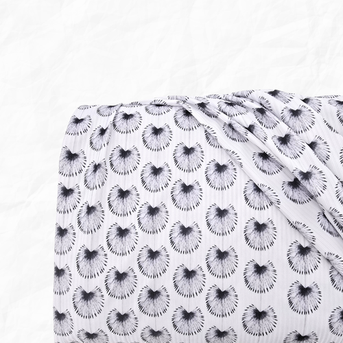 Beth's Exclusive Black Boho Palm Leaf  Rib Knit Fabric (sold by half yards)