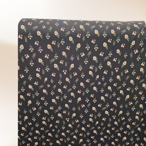 Beth's Exclusive Neutral Florals on Charcoal Brushed Rib Knit (sold by half yards)