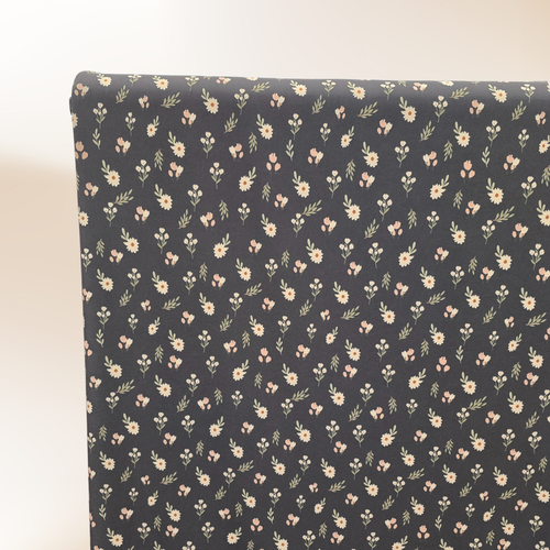 Beth's Exclusive Neutral Florals on Charcoal 4 Way Stretch Poly Crinkle (sold by half yards)
