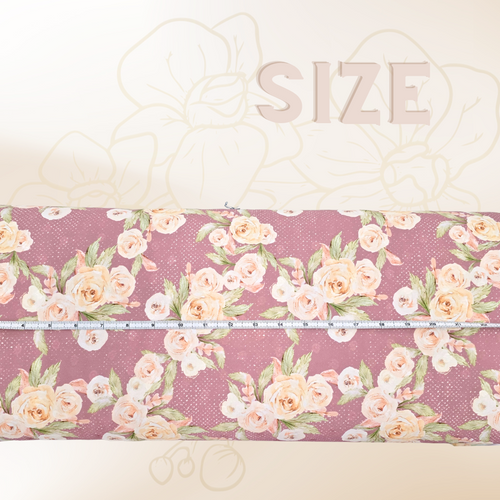 Beth's Exclusive Peach and Ivory Rose Garden on White Missonia Knit (sold by half yards)