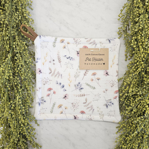 Flower Sprigs Cotton Gauze Pot Holder