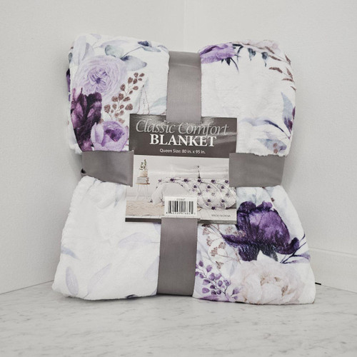 Queen Fleece Blanket Plum Roses