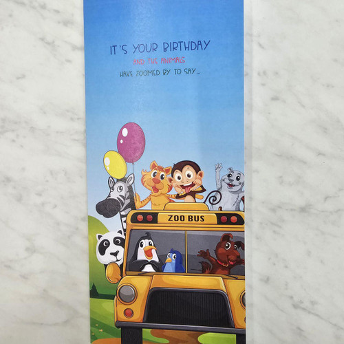 Zoo Animals Wishes Birthday Card 4x9