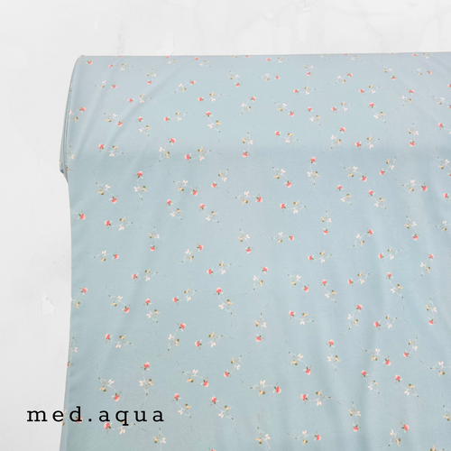 Beth's Exclusive Waiting Bud on Aqua 4-way Stretch Crinkle Poly (sold by half yards)