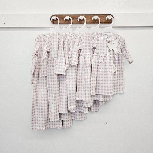 Knit Plaid Dress W/Headband- Rose