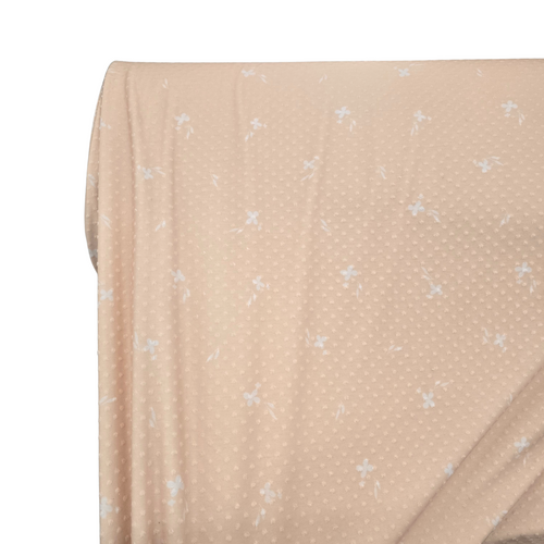 Minimalist Design on Peach Swiss Dot Knit (sold by half yards)