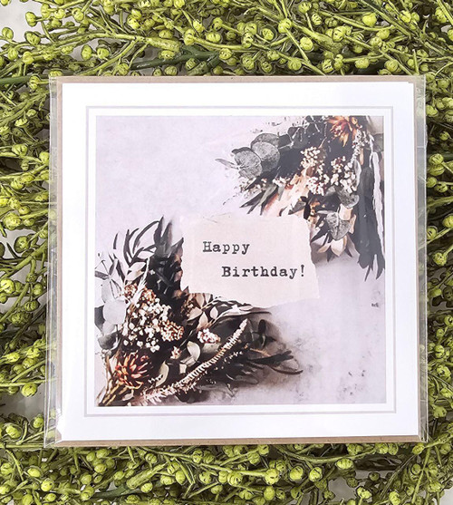 Happy Birthday Vintage Flowers Card