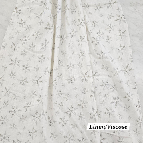 Floating Snowflake Linen Fabric (sold by half yard)