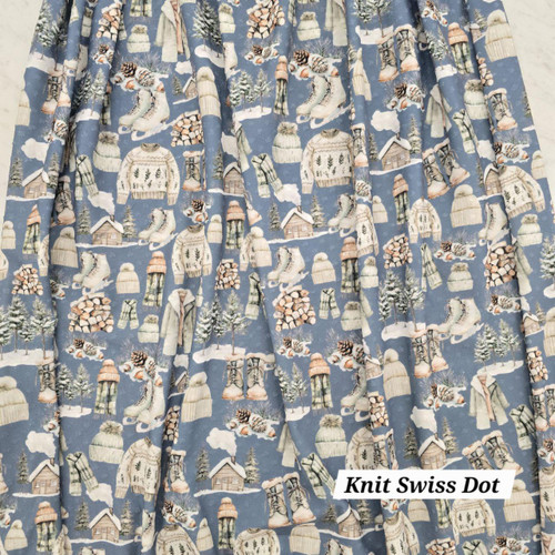 Beth's Exclusive Winter Delights Knit Swiss Dot Fabric (sold by half yards)