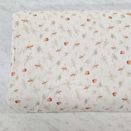 Beth's Exclusive Botanical Mushrooms Linen/Viscose Fabric (sold by half yards)