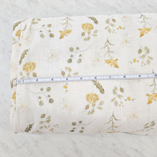 Beth's Exclusive Golden Dandy Floral Linen/Viscose Fabric (sold by half yards)