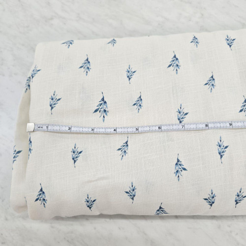 Beth's Exclusive Teal Sprigs Linen/Viscose Fabric (sold by half yards)