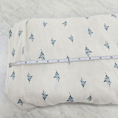 Beth's Exclusive Aqua Leaves Linen/Viscose Fabric (sold by half yards)
