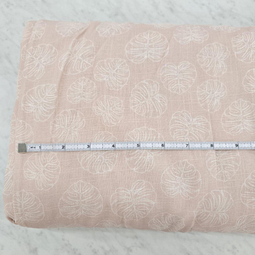 Beth's Exclusive Salmon w/ Big Leaves Linen/Viscose (sold by half yards)