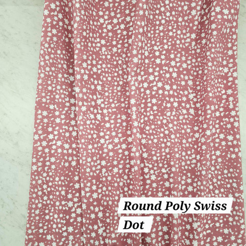 Petite Floral Pink Round Poly Swiss Dot Fabric (sold by half yards)