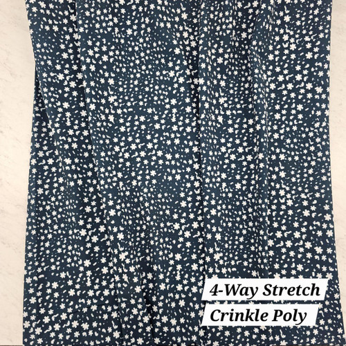 Petite Forest Green Fresh Flowers 4 Way Stretch Crinkle Poly Fabric (sold by half yard)