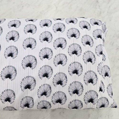 Beth's Exclusive Black Design Poly Rib Knit Fabric (sold by half yards)