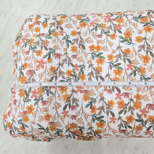 Beth's Exclusive Fall Floral On White Rib Knit Fabric (sold by half yards)