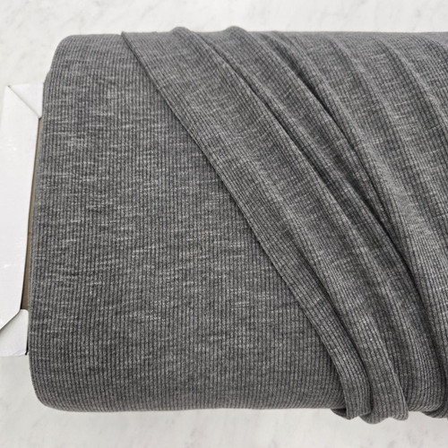 Charcoal Reign Rib Knit Fabric (sold by half yards)