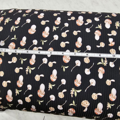 Beth's Exclusive Black Mushroom Harvest Rib Knit Fabric (sold by half yards)