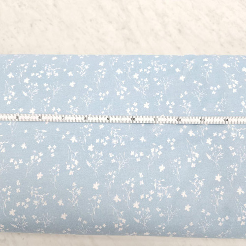 Petite Sprigs on Light Blue Cotton Spandex Fabric (sold by half yards)