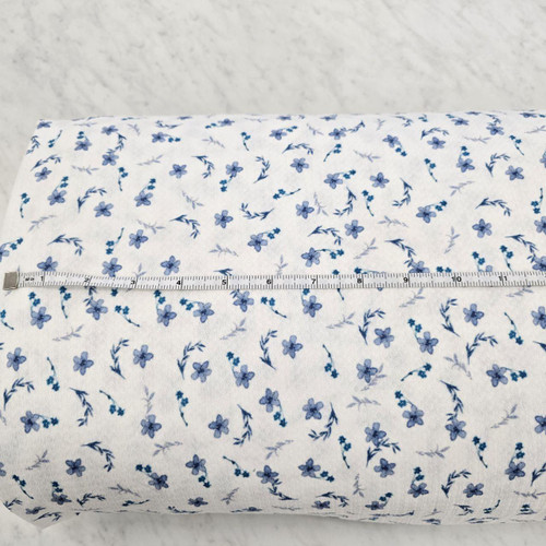 Blue Dainty Flowers Missonia Knit Fabric (sold by half yards)