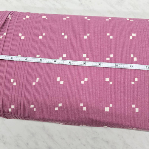 Beth's Exclusive Blocks on Magenta Variegated Rib Knit Fabric (sold by half yards)