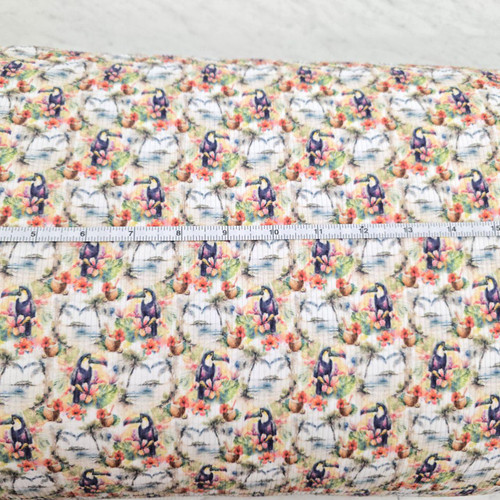 Beth's Exclusive Exotic Birds brushed Rib Knit Fabric (sold by half yards)