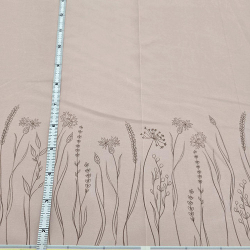 Beth's Exclusive Brown Stem Border on Soft Rose 4-Way Stretch Crinkle Poly (sold by half yards) Beth's Exclusive Brown Stem Border on Soft Rose 4-Way Stretch Crinkle Poly (sold by half yards)