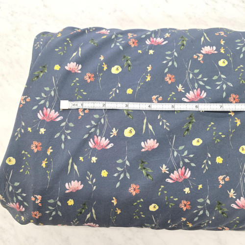 Beth's Exclusive Field of Wildflowers on Slate Blue 4-Way Stretch Crinkle Poly (sold by half yards) Beth's Exclusive Field of Wildflowers on Slate Blue 4-Way Stretch Crinkle Poly (sold by half yards)