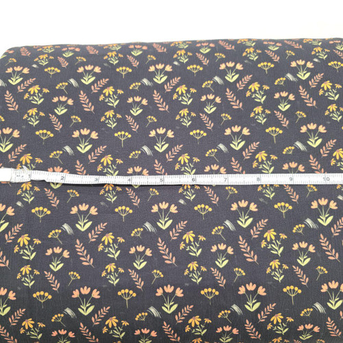 Black Autumn Variated Floral Poly Crepe Stretch Fabric (sold by half yard)
