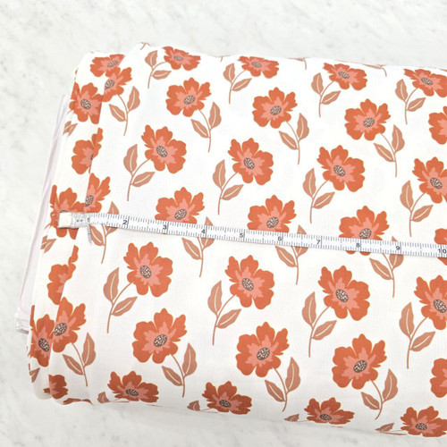 Deep Terracotta Large Floral Poly Crepe Stretch Fabric (sold by half yard)