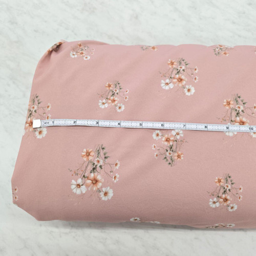 Beth's Exclusive Pink Floral Bunches 4 Way Stretch Crinkle Poly Fabric (sold by half yards)