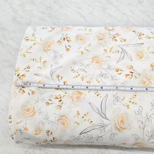 Beth's Exclusive Golden/Yellow Florals 4 Way Stretch Crinkle Poly Fabric (sold by half yards)