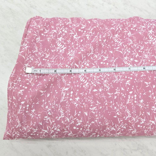 Pink Petite White Vines and Leaves Round Poly Swiss Dot Fabric (sold by half yards)
