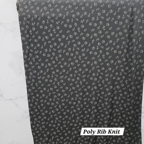 Beth's Exclusive Black Simple Grains Poly Rib Knit Fabric (sold by half yards) Beth's Exclusive Black Simple Grains Poly Rib Knit Fabric (sold by half yards)