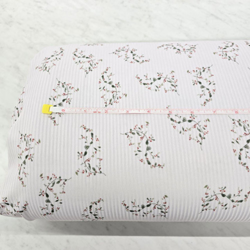 Beth's Exclusive Winterberries on Off White Poly Rib Knit Fabric (sold by half yards)