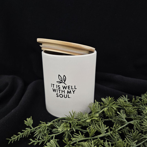 It Is Well Ceramic Canister With Natural Pine Lid It Is Well Ceramic Canister With Natural Pine Lid