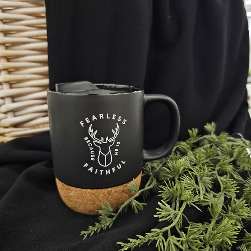 Fearless Because Black Cork Bottom Mug